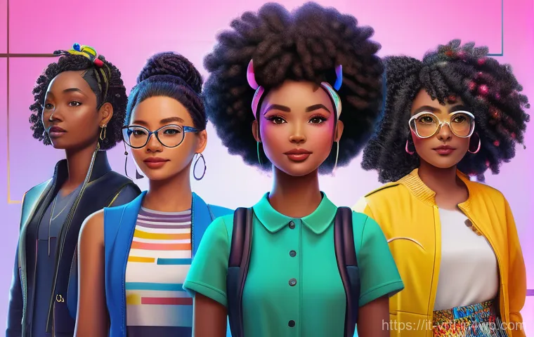 디지털 패션의 윤리적 고려사항 - **Prompt:** A diverse group of young adults, confidently showcasing cutting-edge, stylish digital ha...